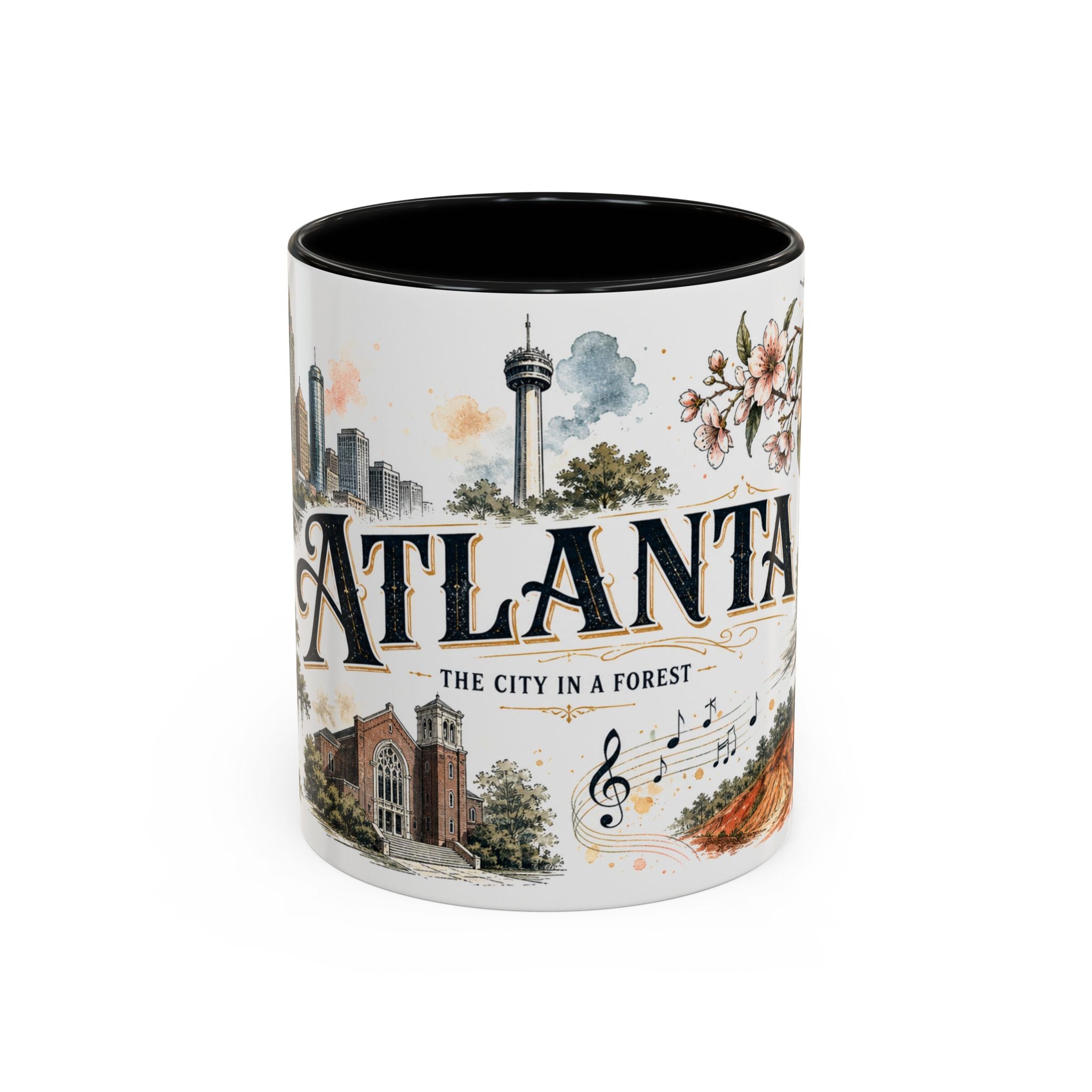 Atlanta Coffee Mug | United States Travel Souvenir | Vintage Illustrated City Gift | 11 oz 15 oz Accent Mug