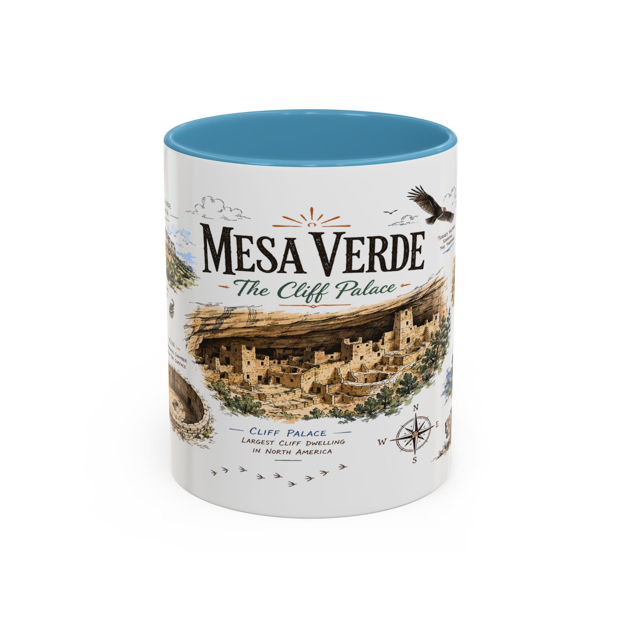 Mesa Verde National Park Coffee Mug | Colorado Ancient Cliff Dwellings Gift | Accent Color Ceramic 11oz 15oz
