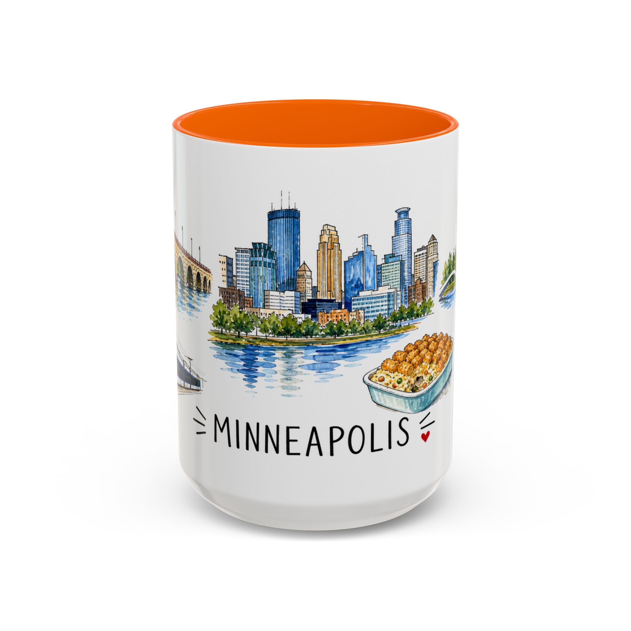 Minneapolis Illustrated Travel Mug | City Souvenir Accent Coffee Mug | 11oz 15oz Ceramic Cup