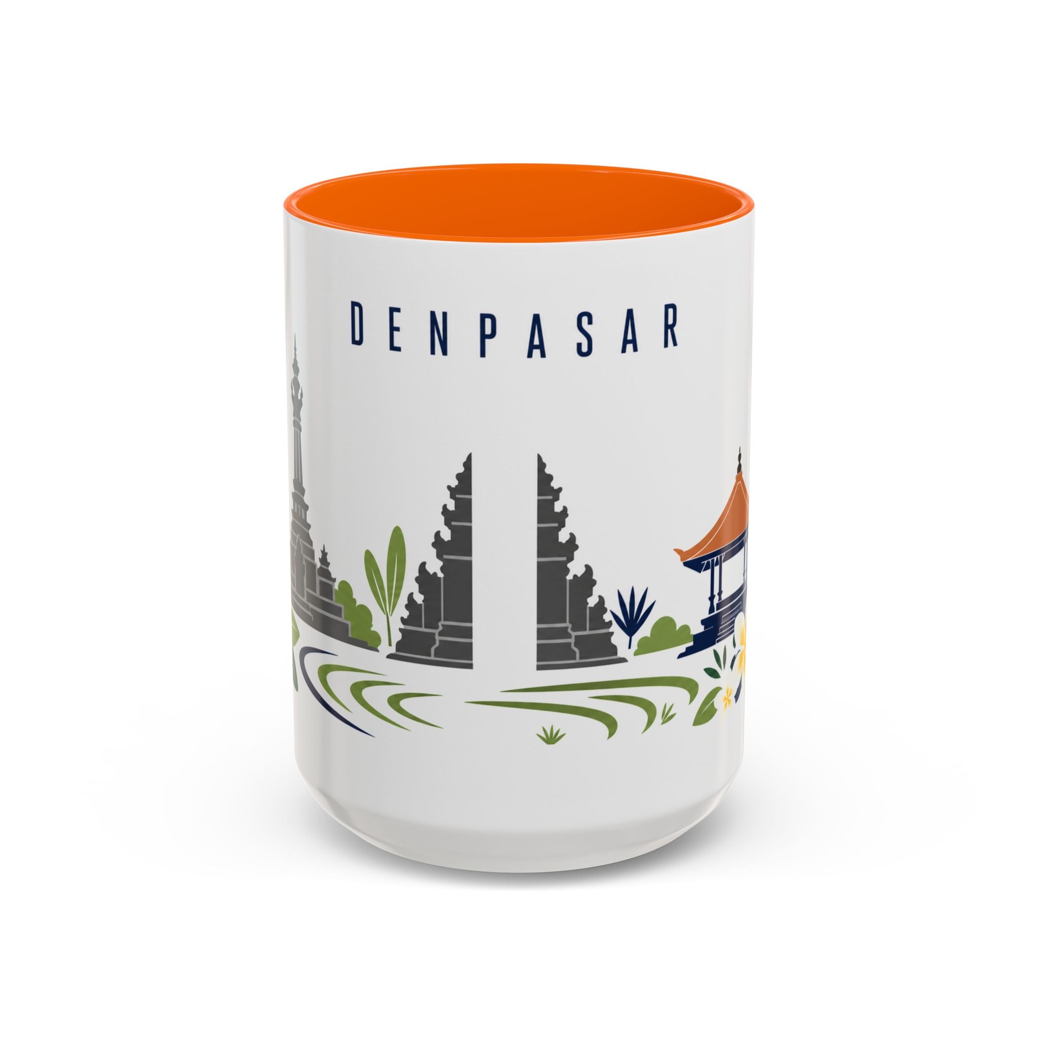 Denpasar Coffee Mug | Indonesia Travel Souvenir | Porcelain Decal City Gift | 11oz 15oz Accent Mug