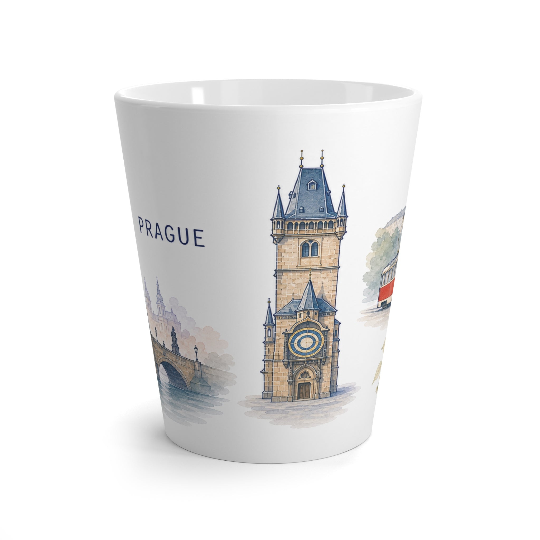 Prague Latte Mug | Watercolor City Travel Mug | 12 oz Ceramic Souvenir Gift