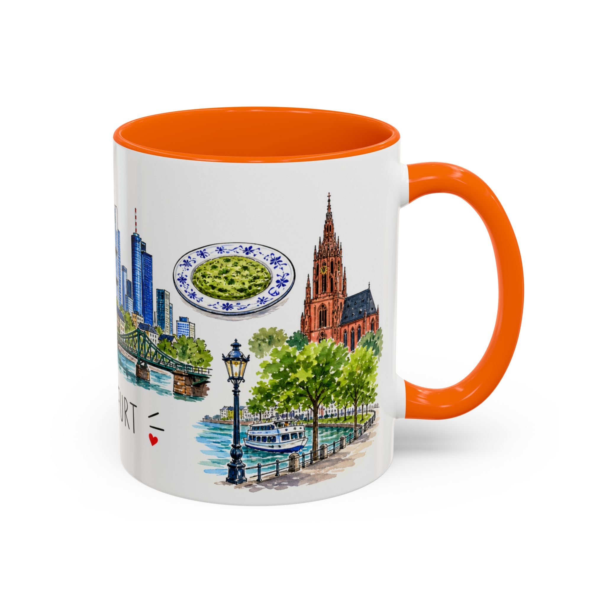Frankfurt Illustrated Travel Mug | City Souvenir Accent Coffee Mug | 11oz 15oz Ceramic Cup
