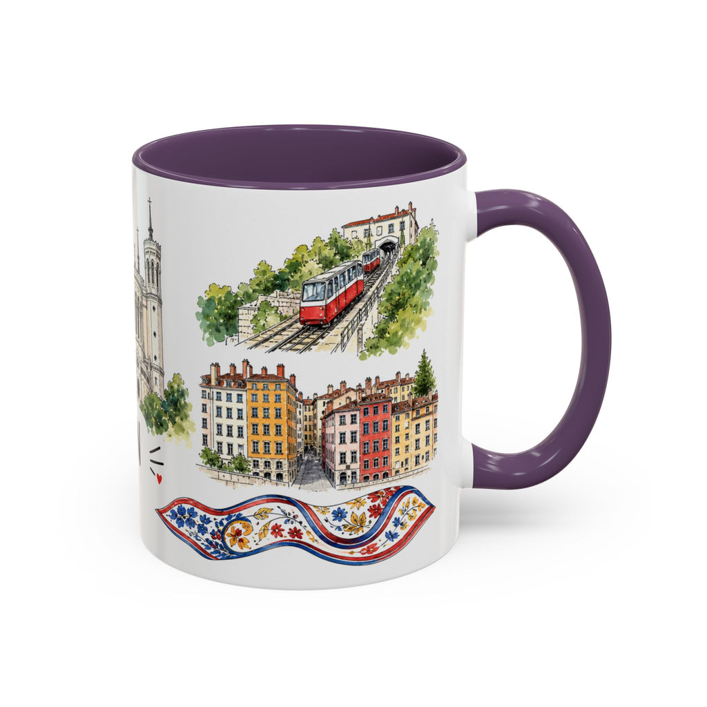 Lyon Illustrated Travel Mug | City Souvenir Accent Coffee Mug | 11oz 15oz Ceramic Cup