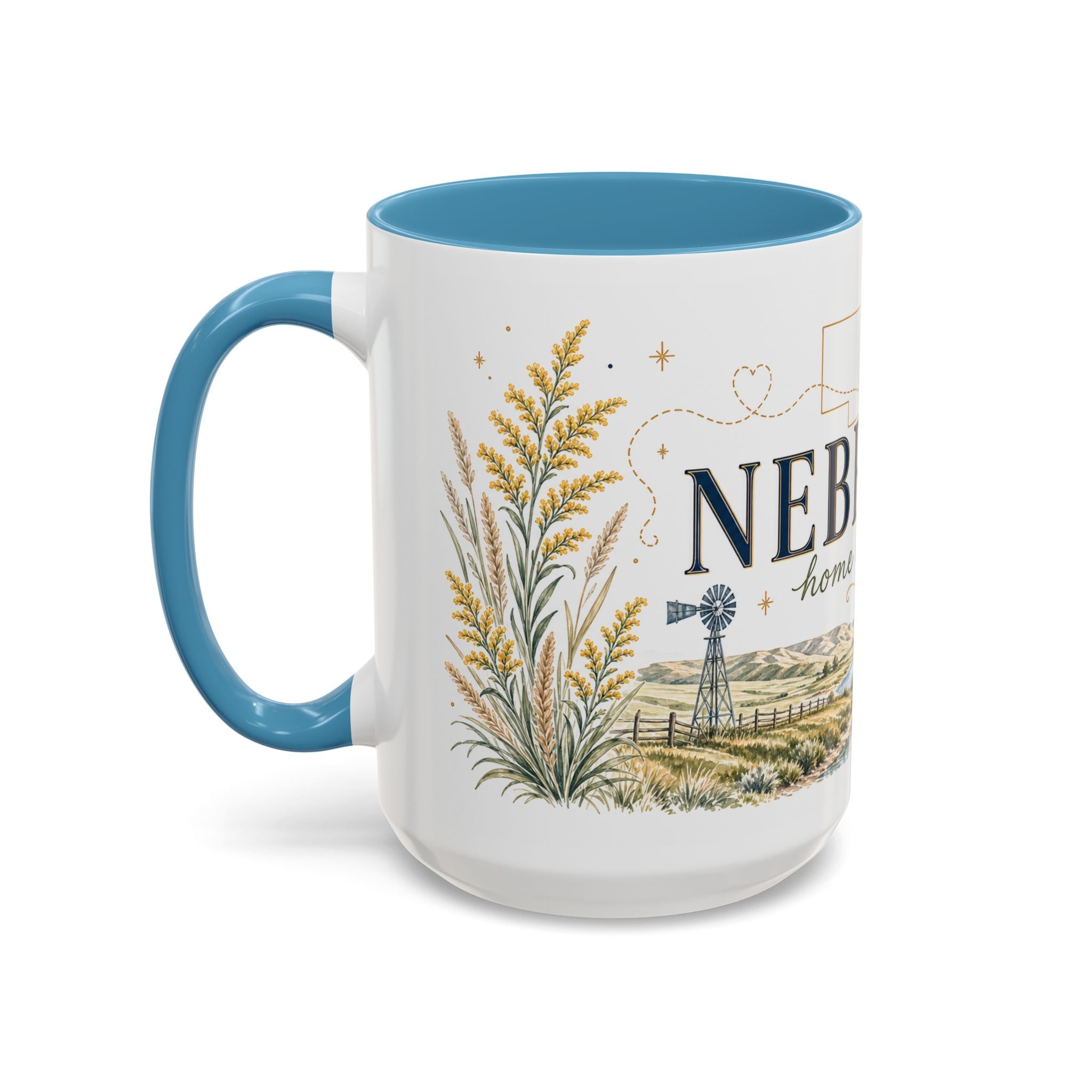 Nebraska State Mug | Moving Away, Long Distance Friendship Gift | Botanical Landscape Accent Mug