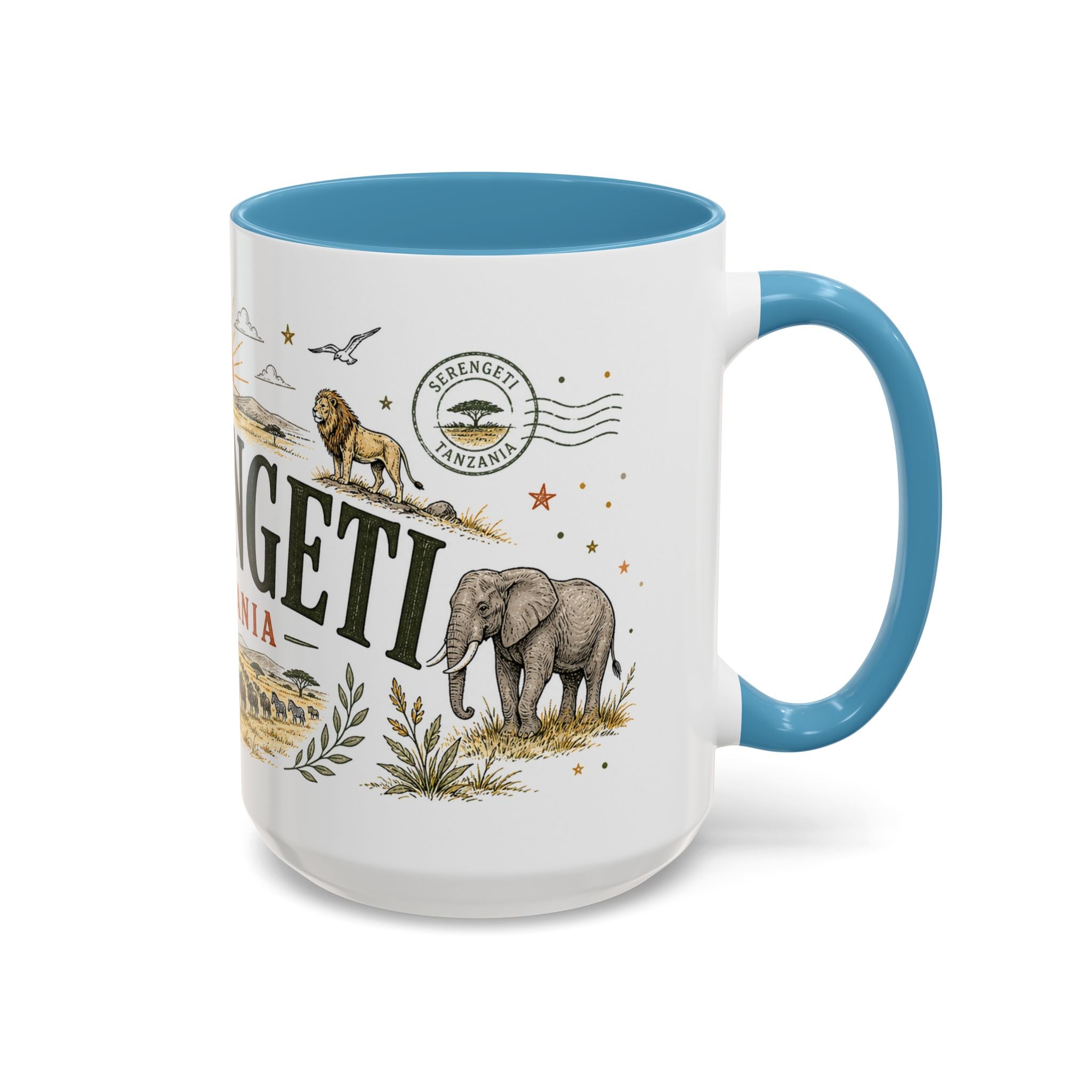 Serengeti Coffee Mug | Travel Destination Souvenir Gift | Accent Color Ceramic 11oz 15oz