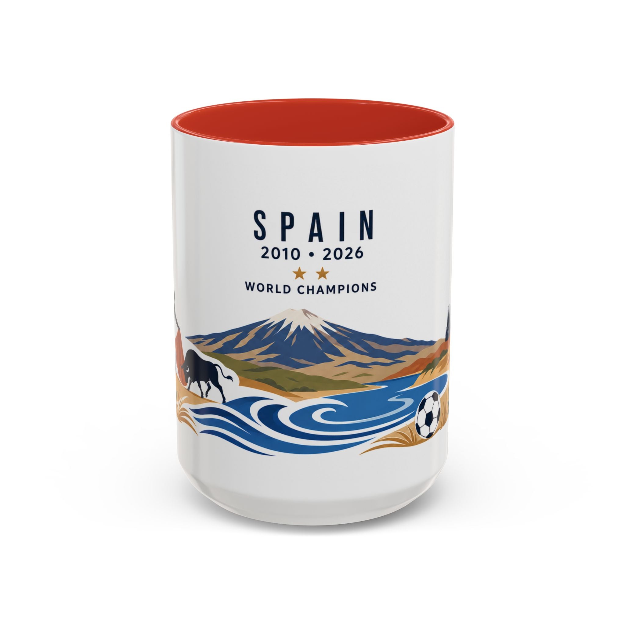 Spain World Champions Mug | 2010 2026 Spanish Soccer Gift | Two Time Football Champion Cup | 11oz 15oz Accent Mug