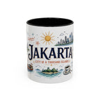 Jakarta Coffee Mug | Indonesia Souvenir Travel Gift | Accent Color Ceramic 11oz 15oz
