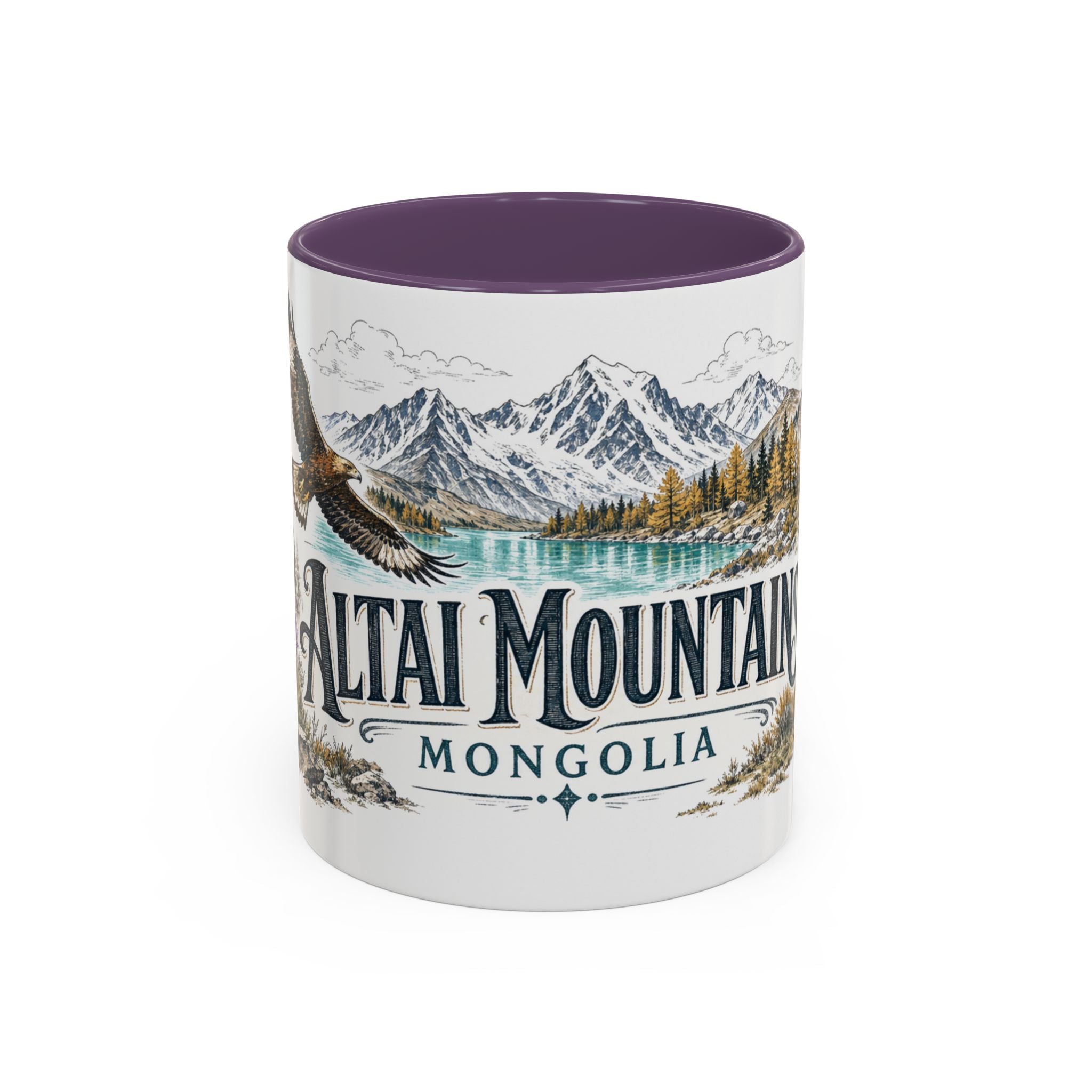Altai Mountains Mug, Mongolia Travel Souvenir, Bucket List Gift, Accent Ceramic Coffee Mug 11oz 15oz