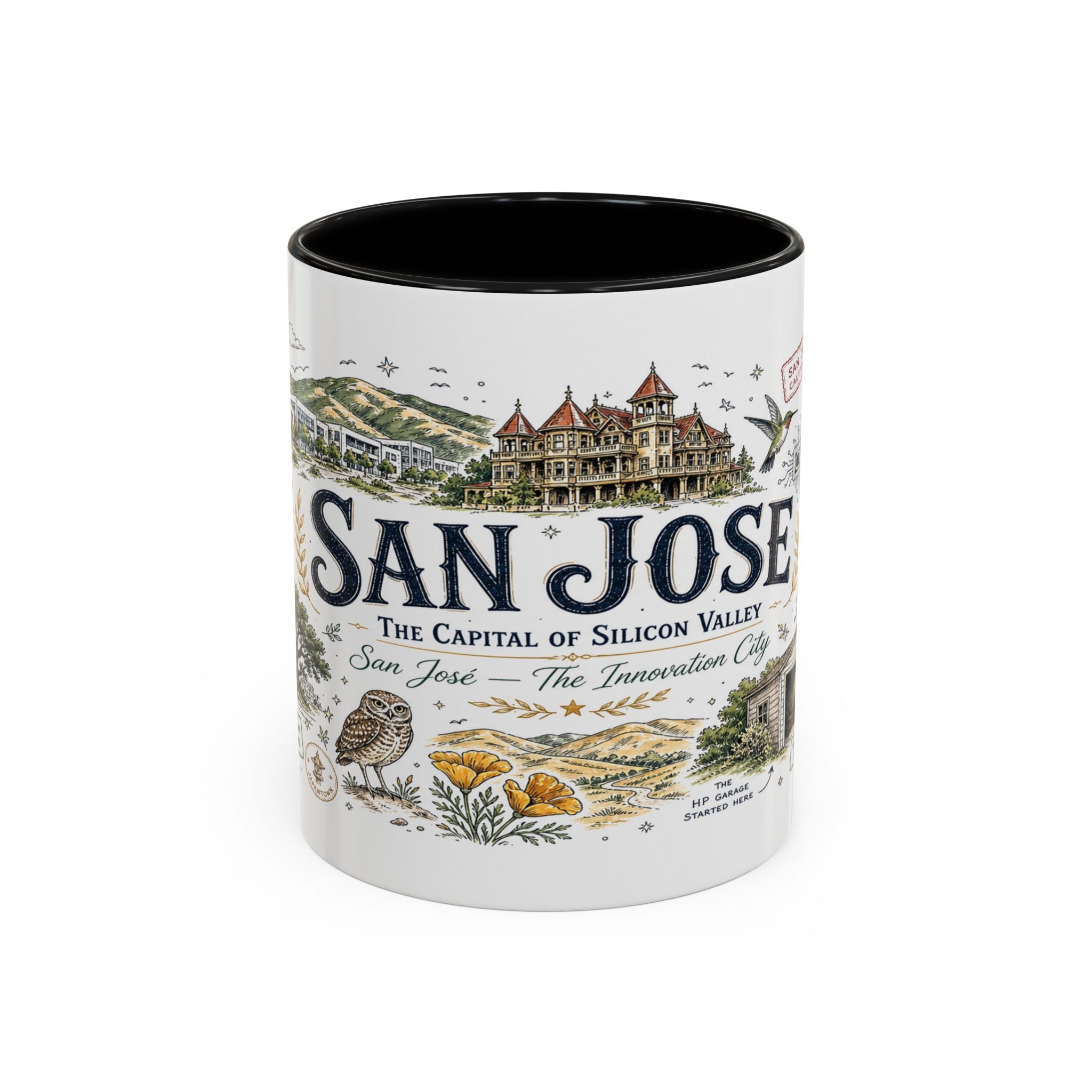 San Jose Coffee Mug | California Souvenir City Gift | Accent Color Ceramic 11oz 15oz