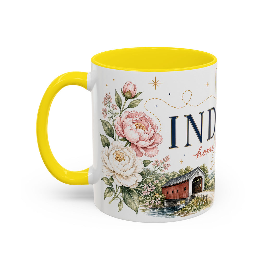 Indiana State Mug | Moving Away, Long Distance Friendship Gift | Botanical Map Accent Cup