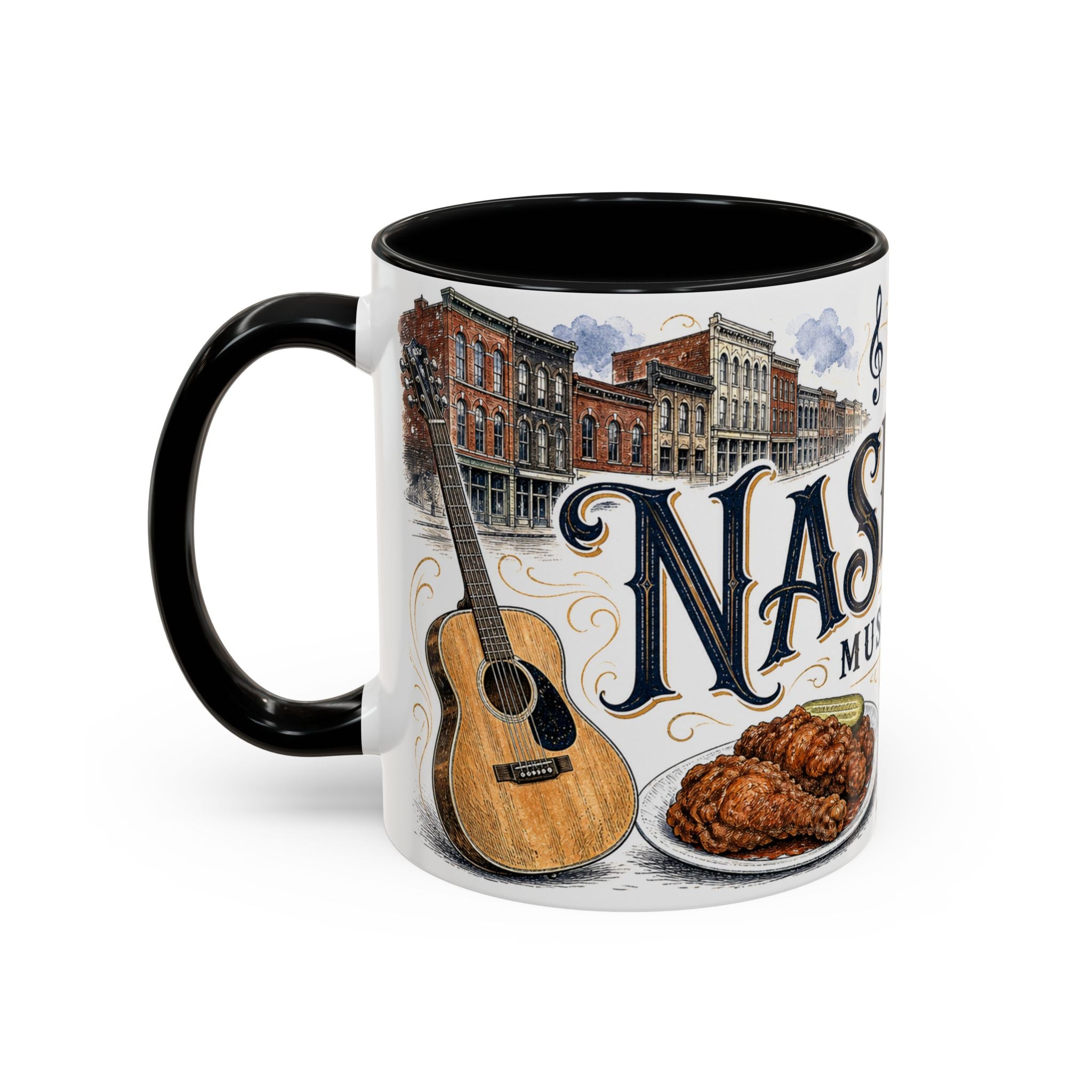 Nashville Coffee Mug | United States Travel Souvenir | Vintage Illustrated City Gift | 11 oz 15 oz Accent Mug