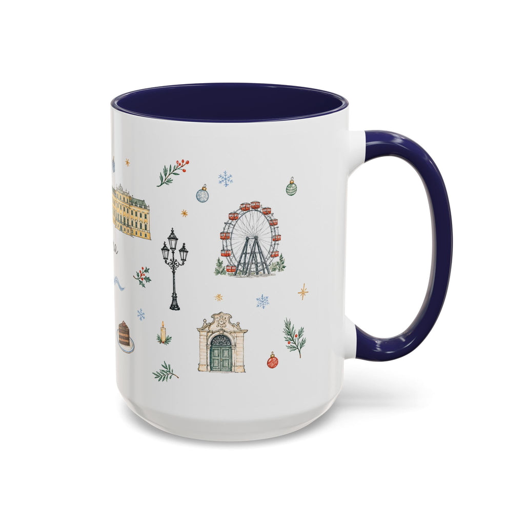 Vienna Christmas Mug | Watercolor Travel Souvenir | Holiday Gift | Accent Ceramic Coffee Cup 11oz 15oz