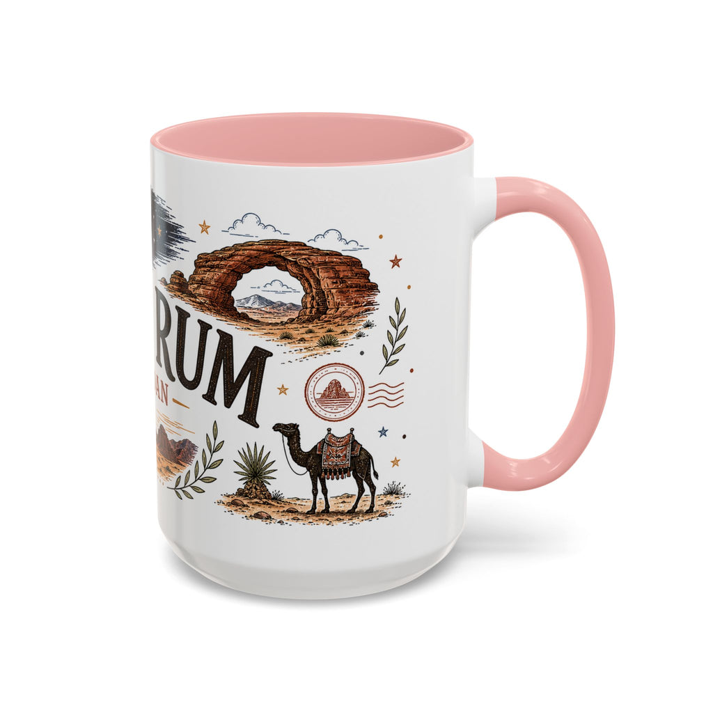 Wadi Rum Coffee Mug | Travel Destination Souvenir Gift | Accent Color Ceramic 11oz 15oz