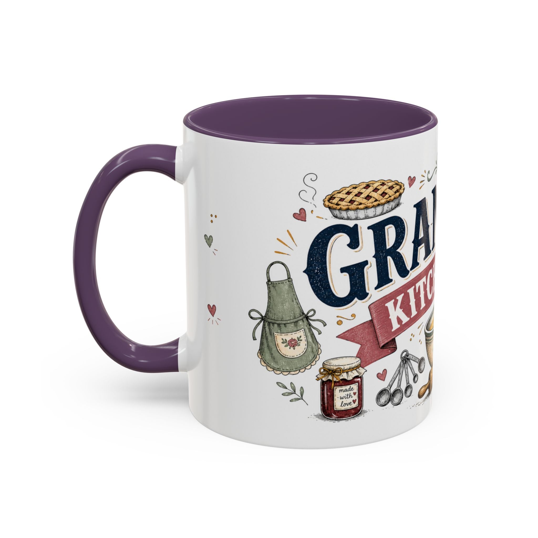 Grandma's Kitchen Hugs Coffee Mug | Gift From Grandkids | Accent Color Ceramic 11oz 15oz