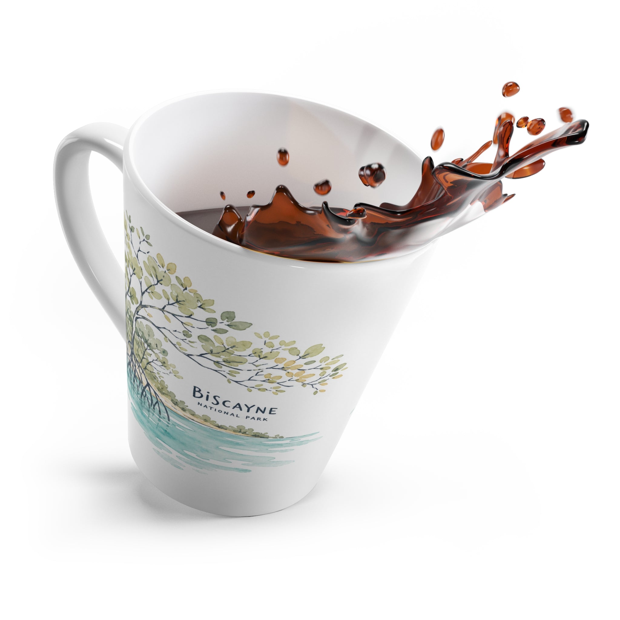 Biscayne National Park Latte Mug | Pastel Watercolor Nature Coffee Cup | 12 oz Travel Souvenir Gift