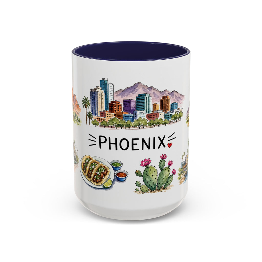 Phoenix Illustrated Travel Mug | City Souvenir Accent Coffee Mug | 11oz 15oz Ceramic Cup