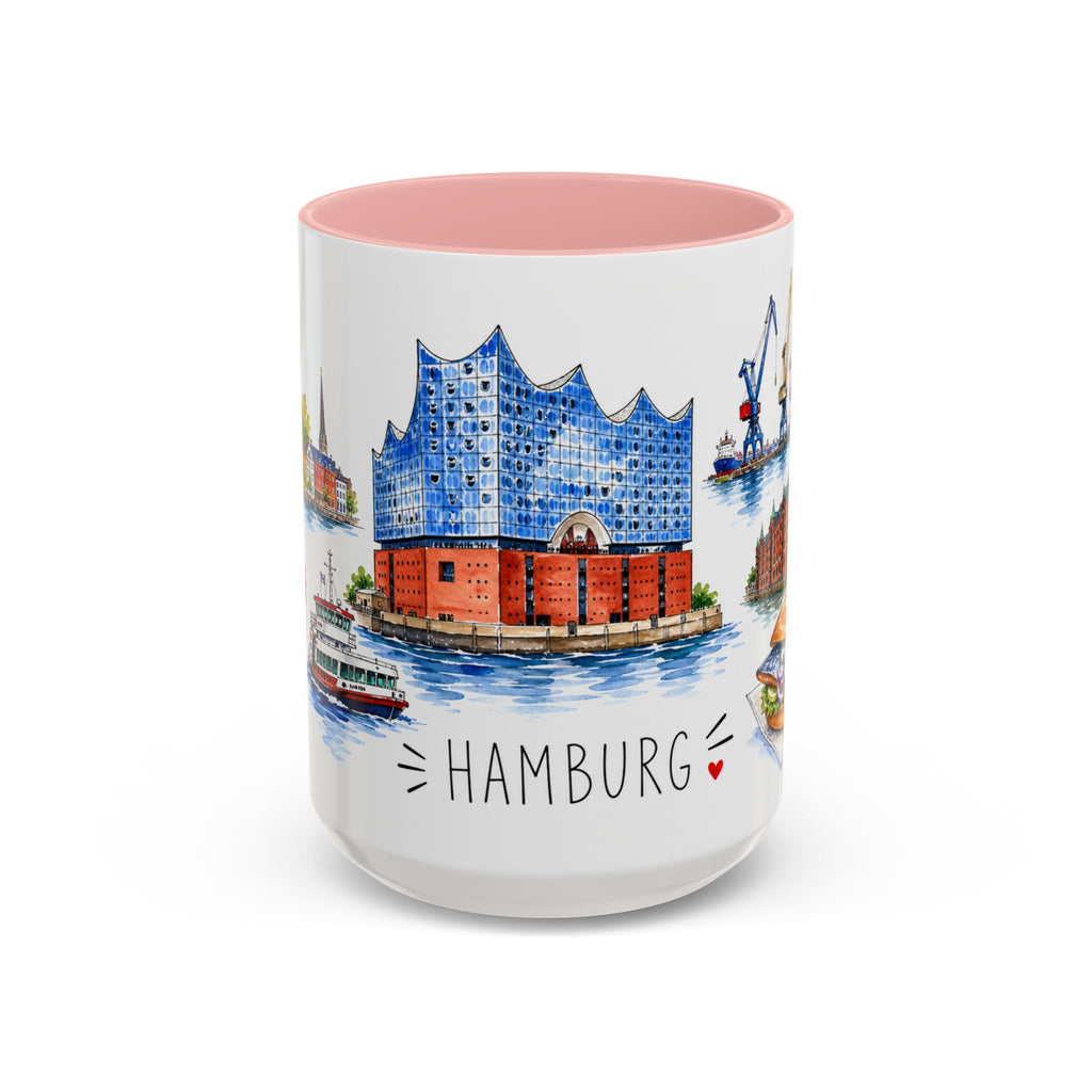 Hamburg Illustrated Travel Mug | City Souvenir Accent Coffee Mug | 11oz 15oz Ceramic Cup