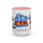 Hamburg Illustrated Travel Mug | City Souvenir Accent Coffee Mug | 11oz 15oz Ceramic Cup