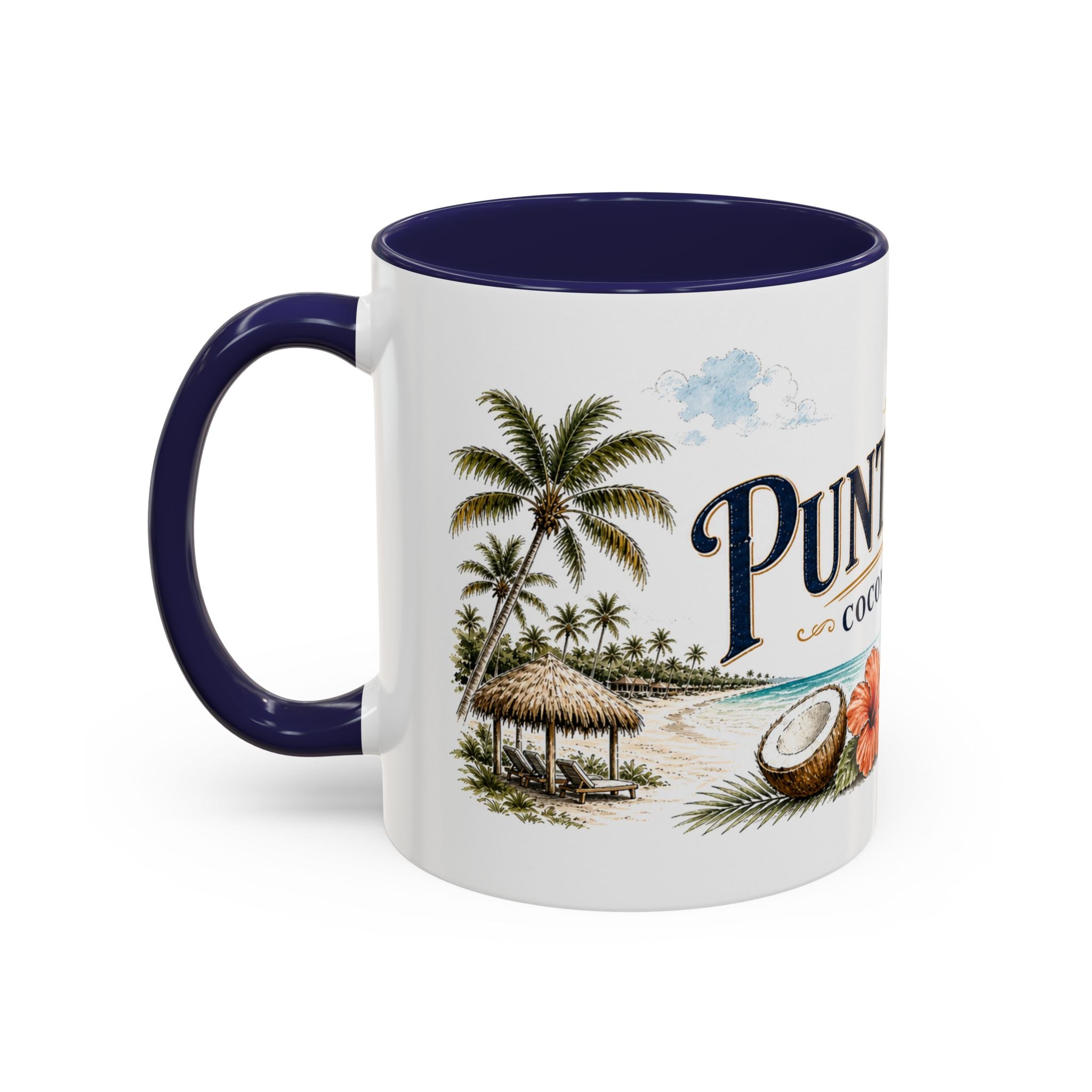 Punta Cana Coffee Mug | Dominican Republic Travel Souvenir | Vintage Illustrated City Gift | 11 oz 15 oz Accent Mug