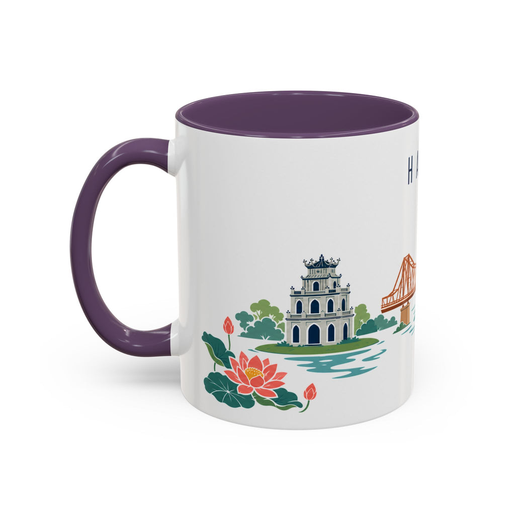 Hanoi Coffee Mug | Vietnam Travel Souvenir | Porcelain Decal City Gift | 11oz 15oz Accent Mug