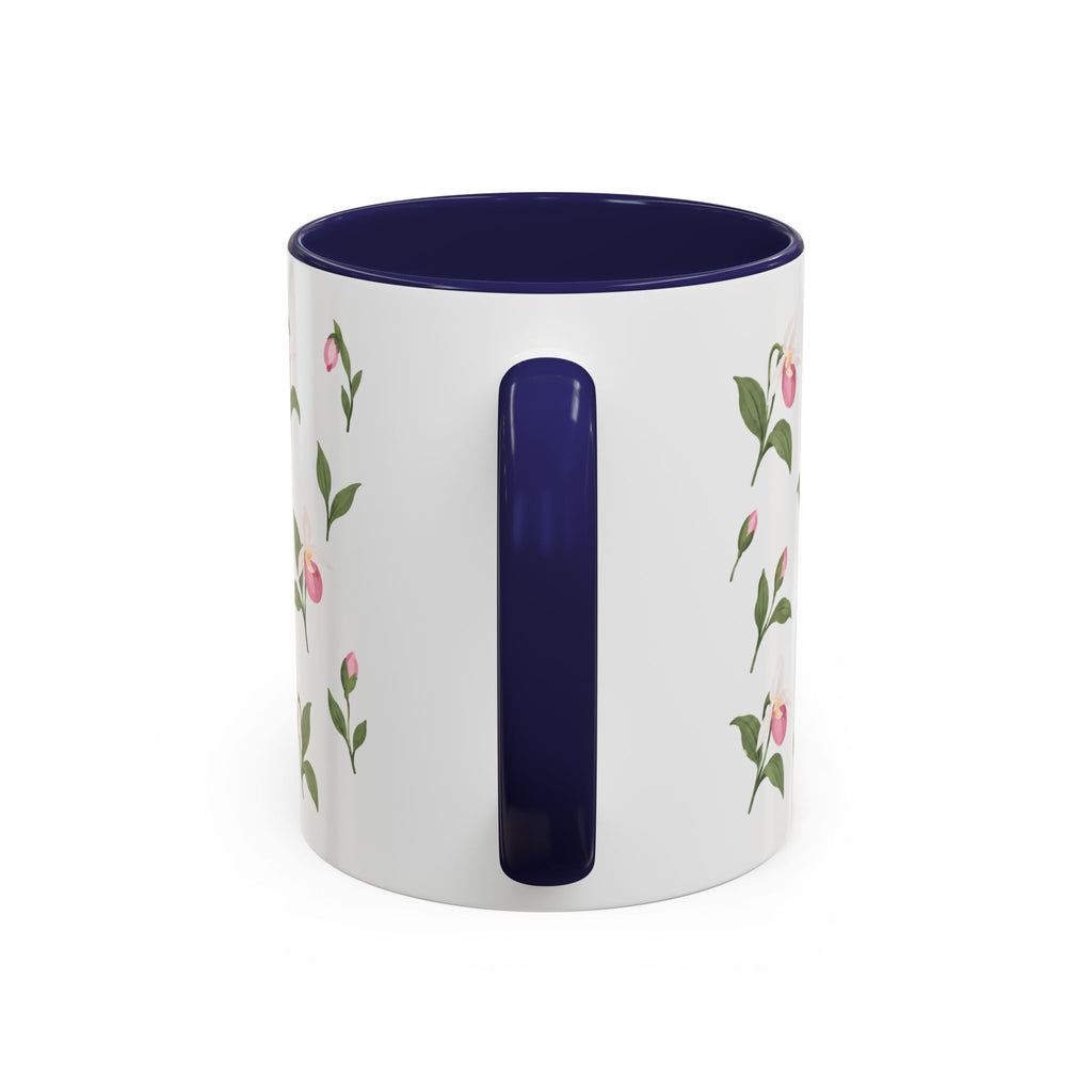 Minnesota Pink and White Lady Slipper Mug, State Flower Floral Coffee Cup, 11oz Botanical Gift