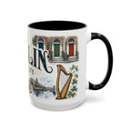 Dublin Coffee Mug | Ireland Travel Souvenir | Vintage Illustrated City Gift | 11 oz 15 oz Accent Mug