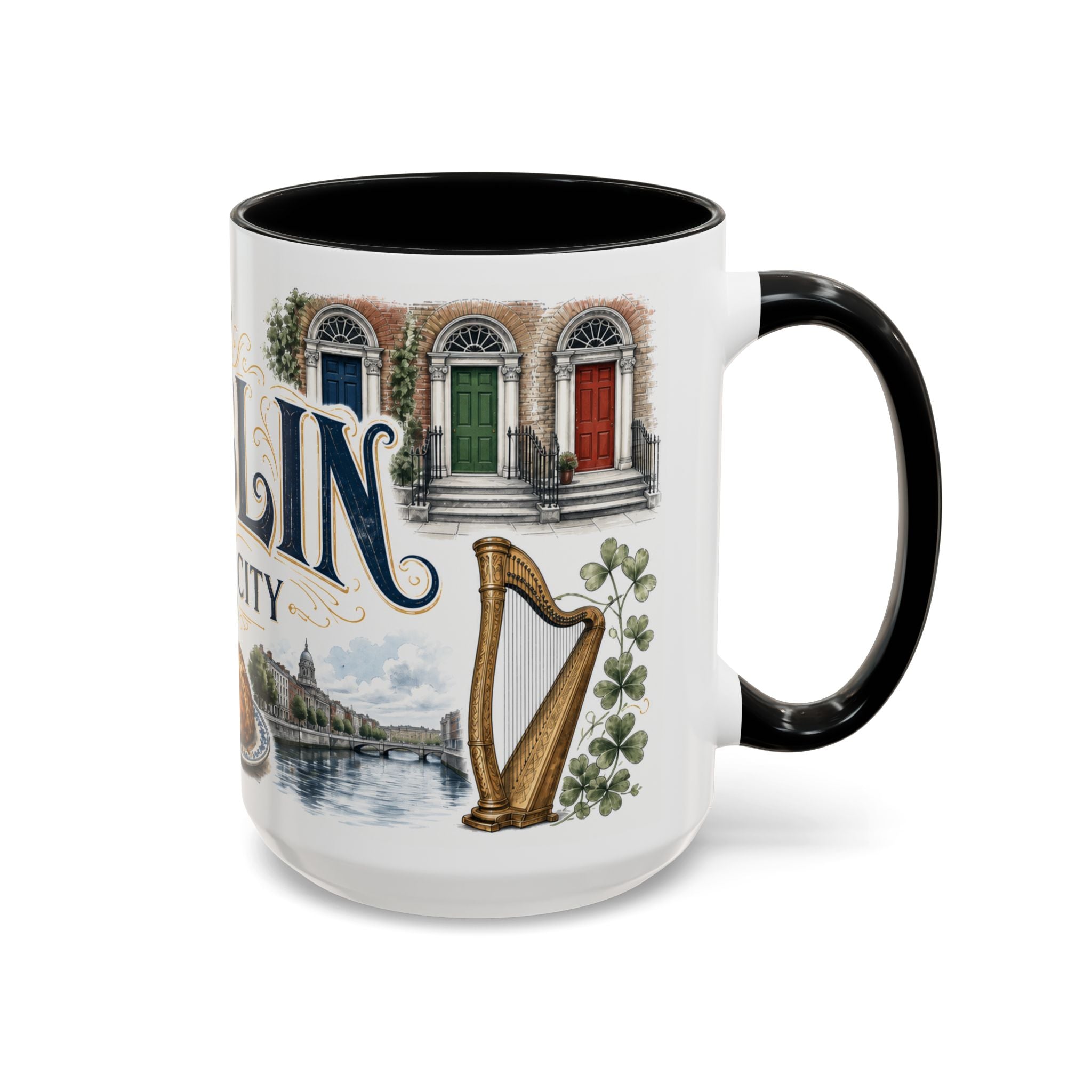 Dublin Coffee Mug | Ireland Travel Souvenir | Vintage Illustrated City Gift | 11 oz 15 oz Accent Mug