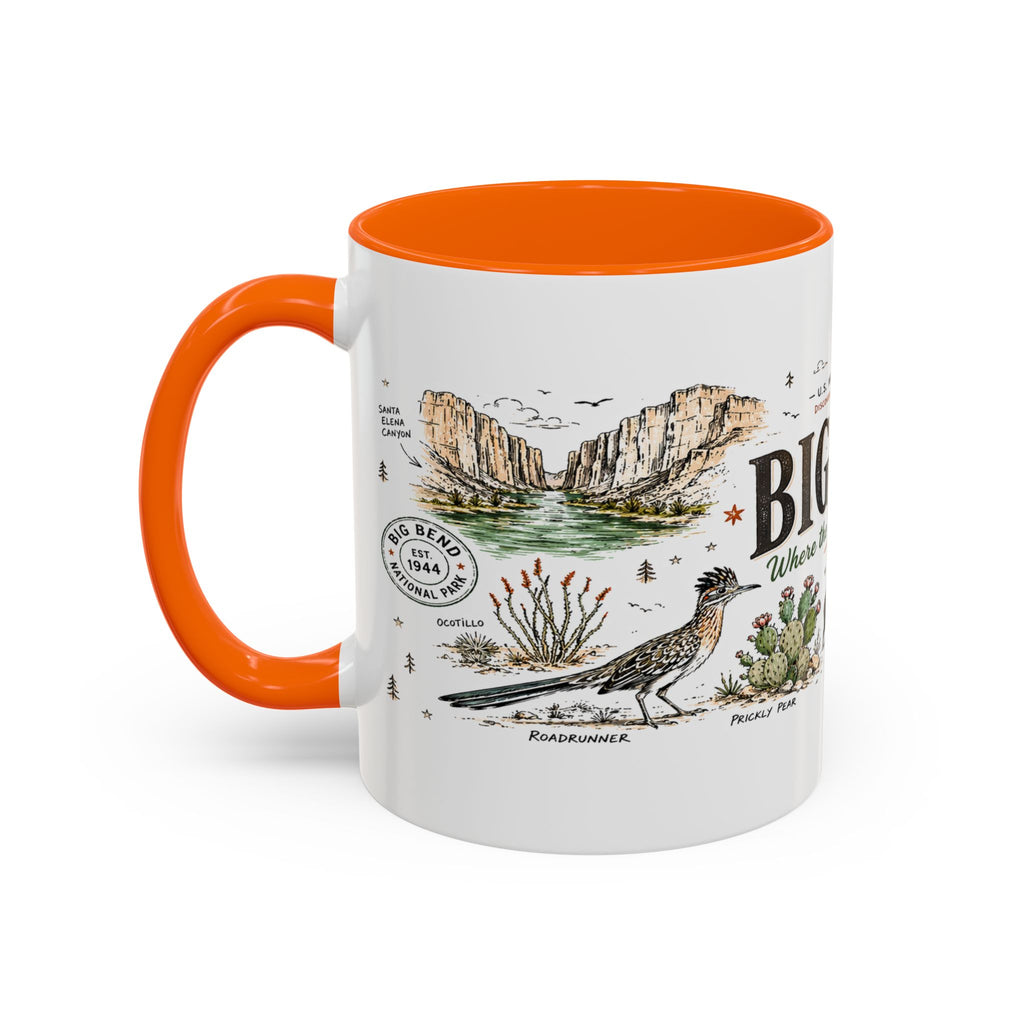 Big Bend National Park Coffee Mug | Texas Desert River Canyon Hiking Gift | Accent Color Ceramic 11oz 15oz
