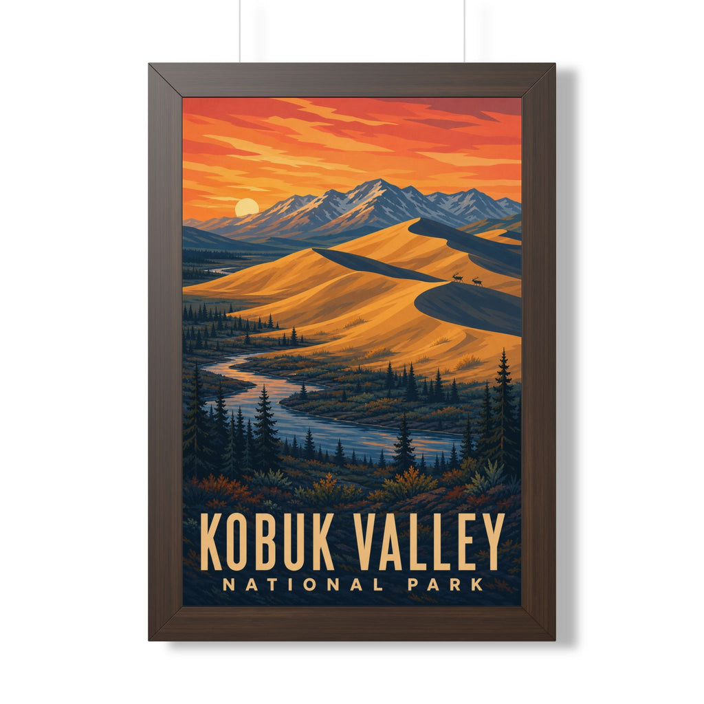 Kobuk Valley National Park Framed Poster | Vintage Travel Wall Art | Black Walnut White Frame | 16x24 20x30