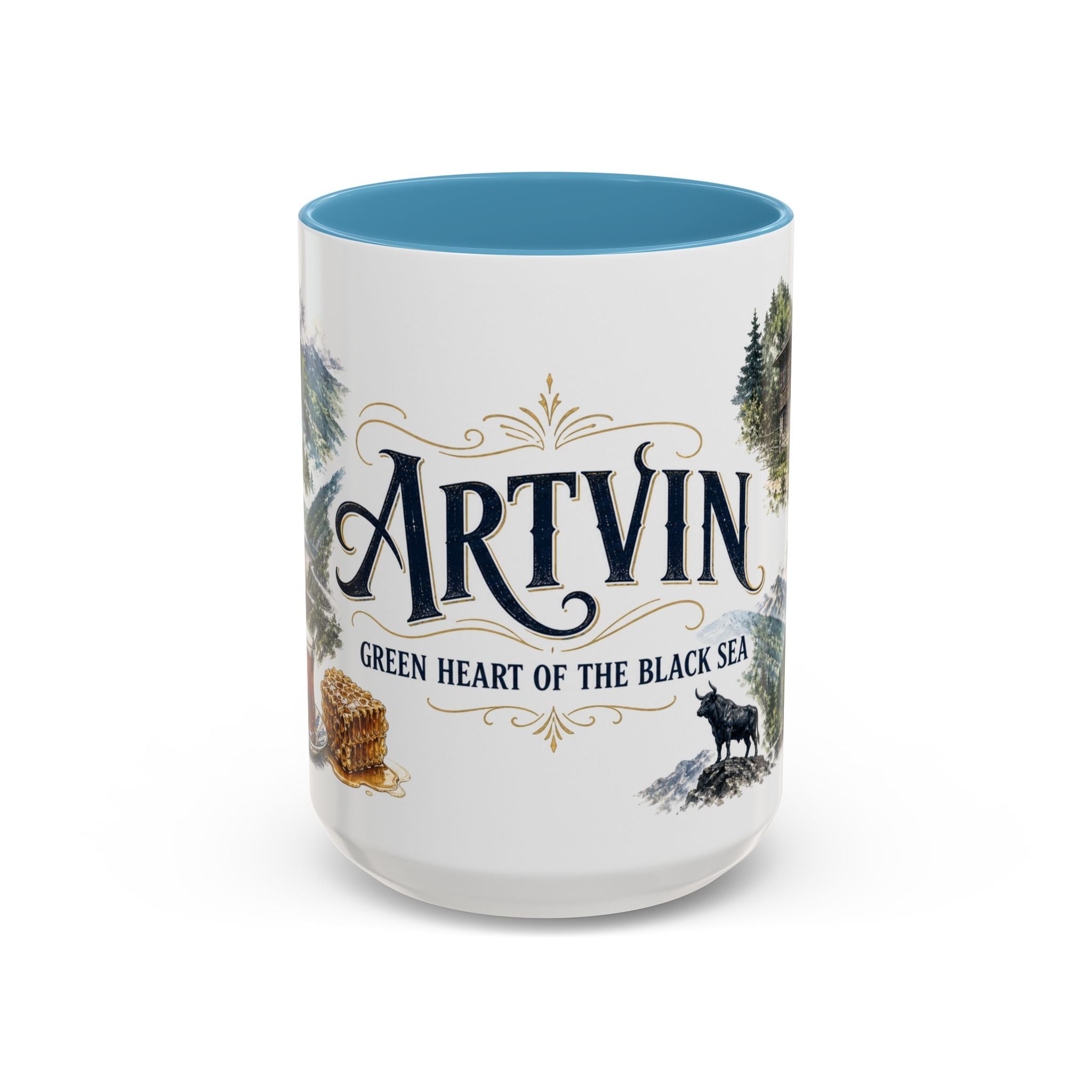 Artvin Coffee Mug | Turkey Travel Souvenir | Vintage Illustrated City Gift | 11 oz 15 oz Accent Mug