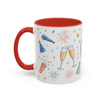 New Year Sparkler Mug | Champagne Toast Watercolor Party Gift | Accent Cup 11oz 15oz