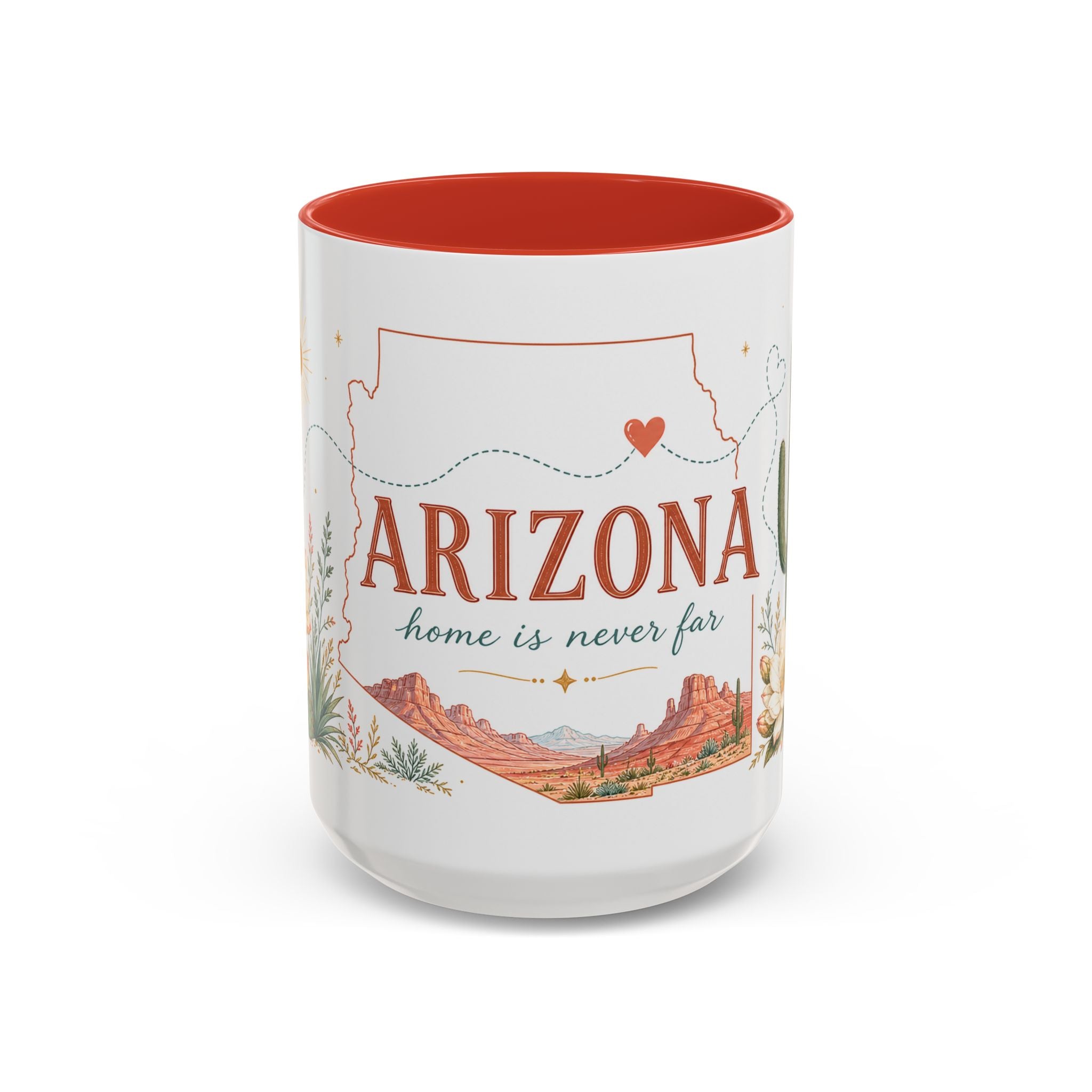 Arizona State Map Mug | Desert Landscape, Botanical Accents, Homesick Gift