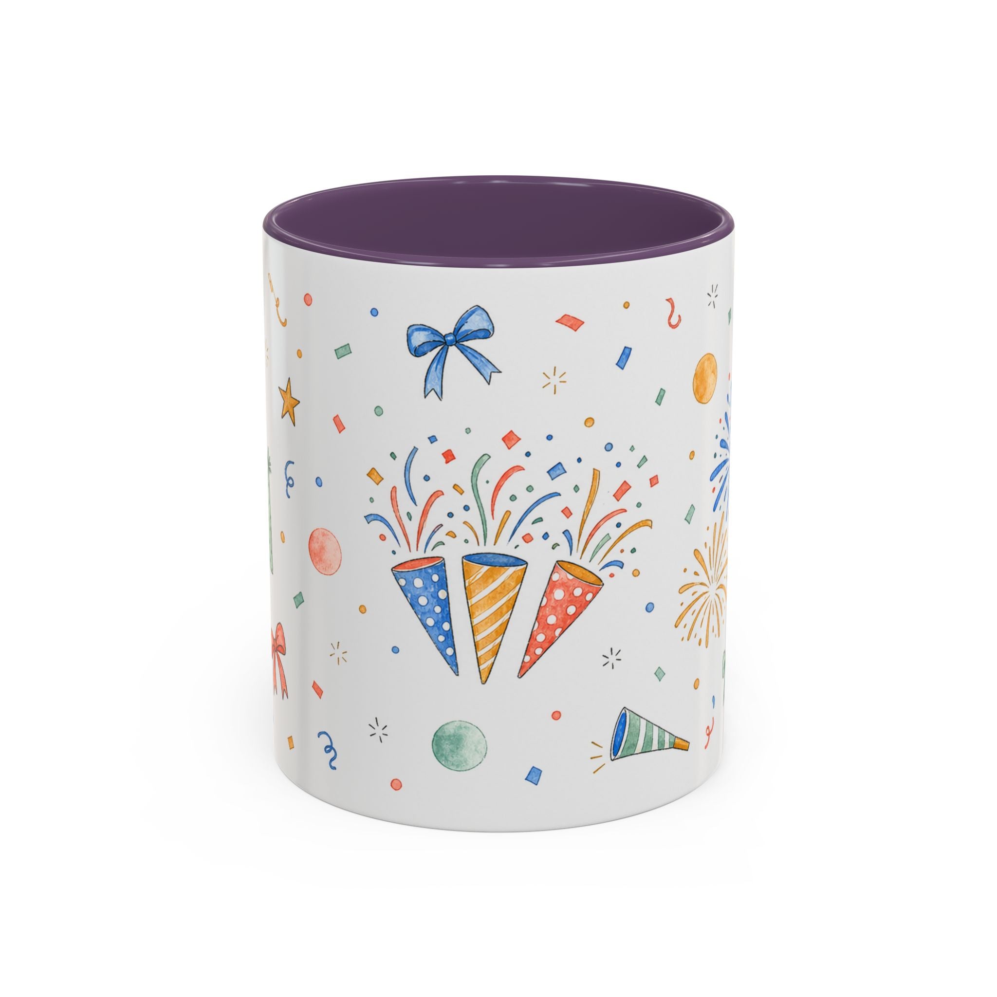 New Year Confetti Mug | Party Popper Watercolor Celebration Gift | Accent Cup 11oz 15oz