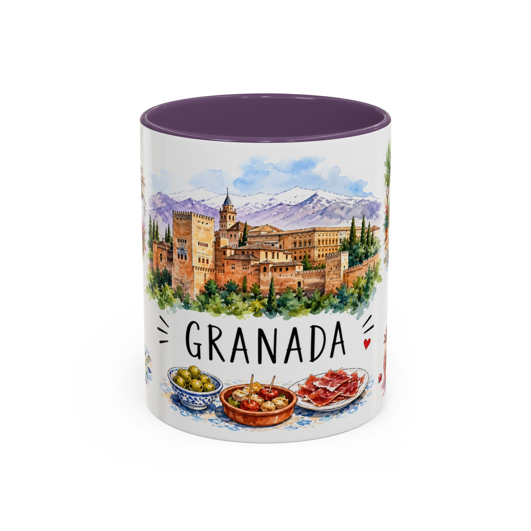 Granada Illustrated Travel Mug | City Souvenir Accent Coffee Mug | 11oz 15oz Ceramic Cup