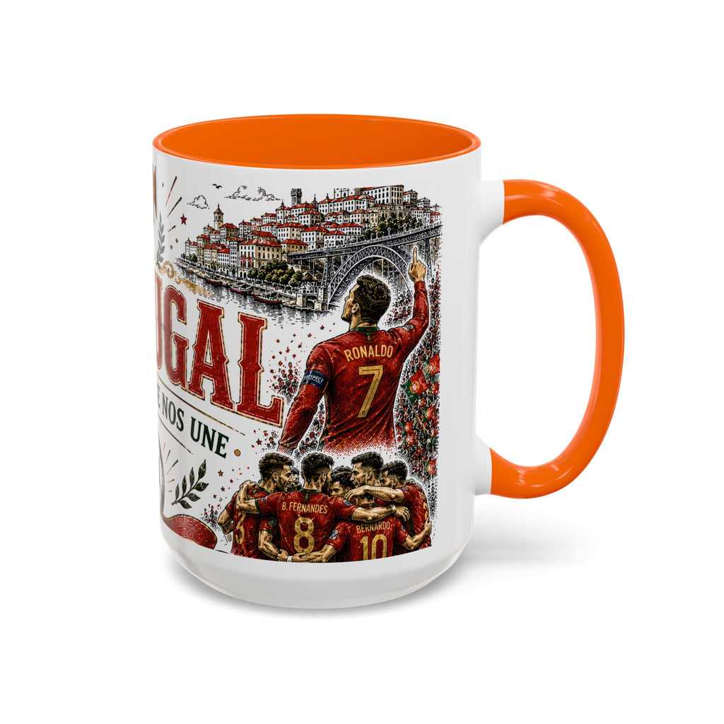 Portugal Soccer Coffee Mug | World Cup Fan Gift | Accent Color Ceramic 11oz 15oz Match Day Cup