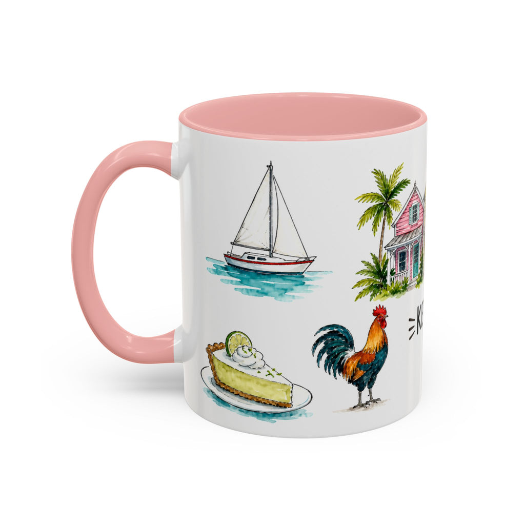 Key West Illustrated Travel Mug | City Souvenir Accent Coffee Mug | 11oz 15oz Ceramic Cup