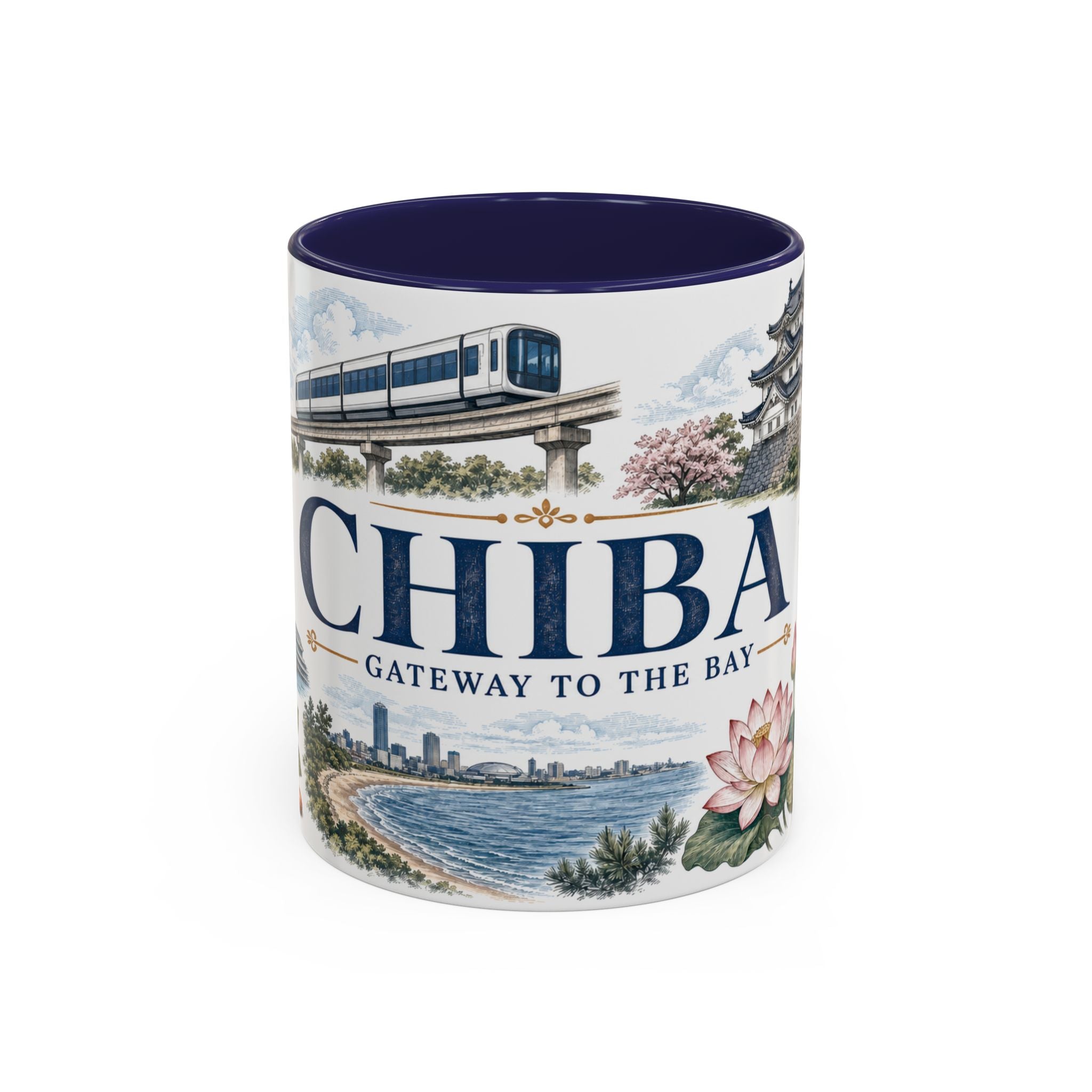 Chiba Coffee Mug | Japan Travel Souvenir | Vintage Illustrated City Gift | 11 oz 15 oz Accent Mug