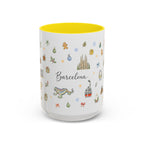 Barcelona Christmas Mug | Watercolor City Souvenir, Ceramic Coffee Cup (11oz/15oz)