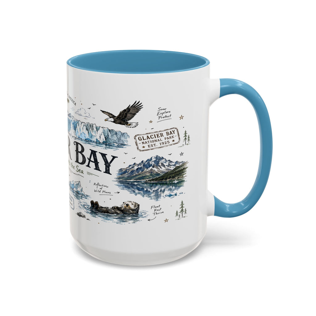 Glacier Bay National Park Coffee Mug | Alaska Wilderness Kayaking Gift | Accent Color Ceramic 11oz 15oz