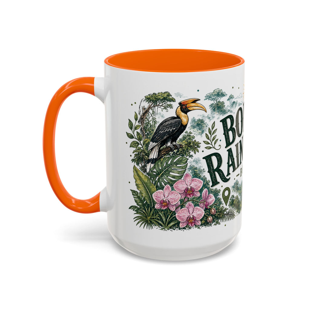 Borneo Rainforest Coffee Mug | Travel Destination Souvenir Gift | Accent Color Ceramic 11oz 15oz