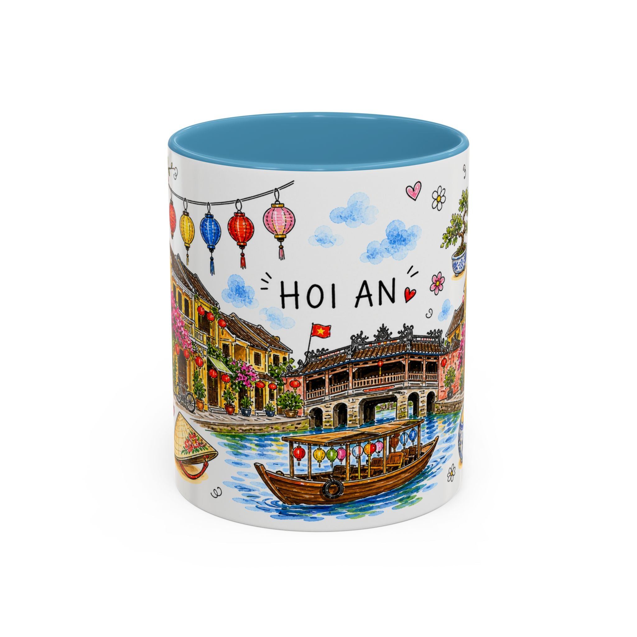 Hoi An Illustrated Travel Mug | City Souvenir Accent Coffee Mug | 11oz 15oz Ceramic Cup
