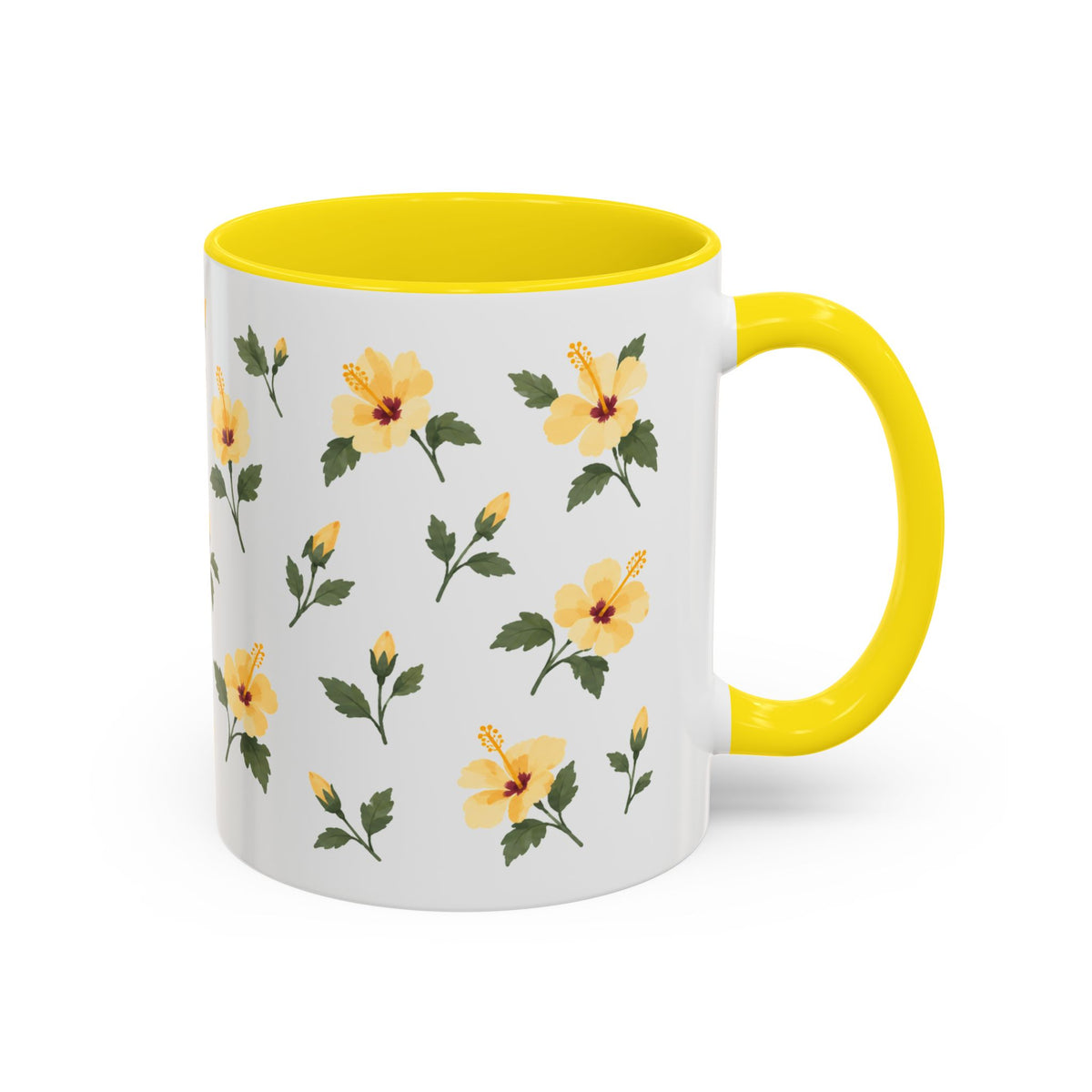 Hawaii Yellow hibiscus Mug, State Flower Floral Coffee Cup, 11oz Botanical Gift