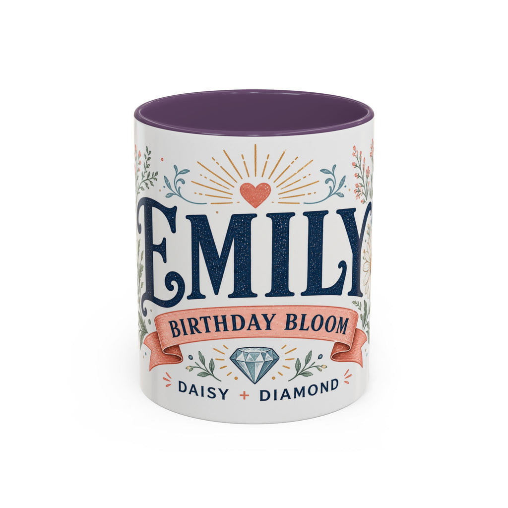 Personalized Name Birth Month Mug | Birth Flower Stone Birthday Gift | 11oz 15oz