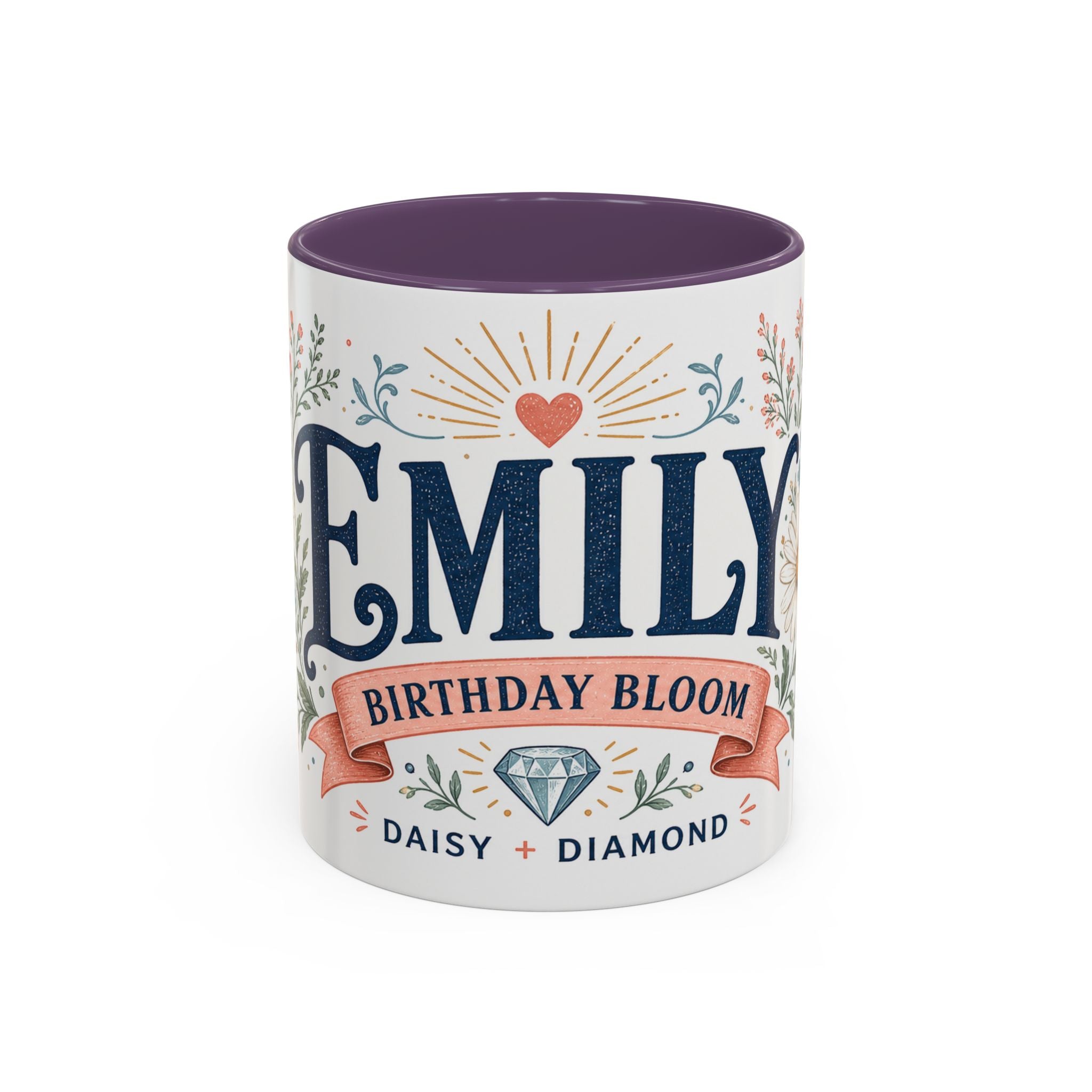 Personalized Name Birth Month Mug | Birth Flower Stone Birthday Gift | 11oz 15oz