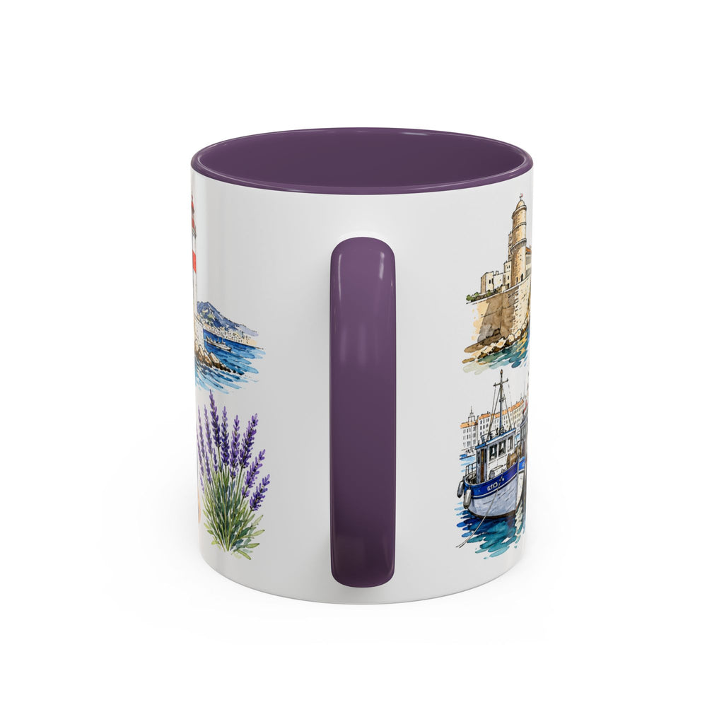Marseille Illustrated Travel Mug | City Souvenir Accent Coffee Mug | 11oz 15oz Ceramic Cup