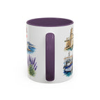 Marseille Illustrated Travel Mug | City Souvenir Accent Coffee Mug | 11oz 15oz Ceramic Cup