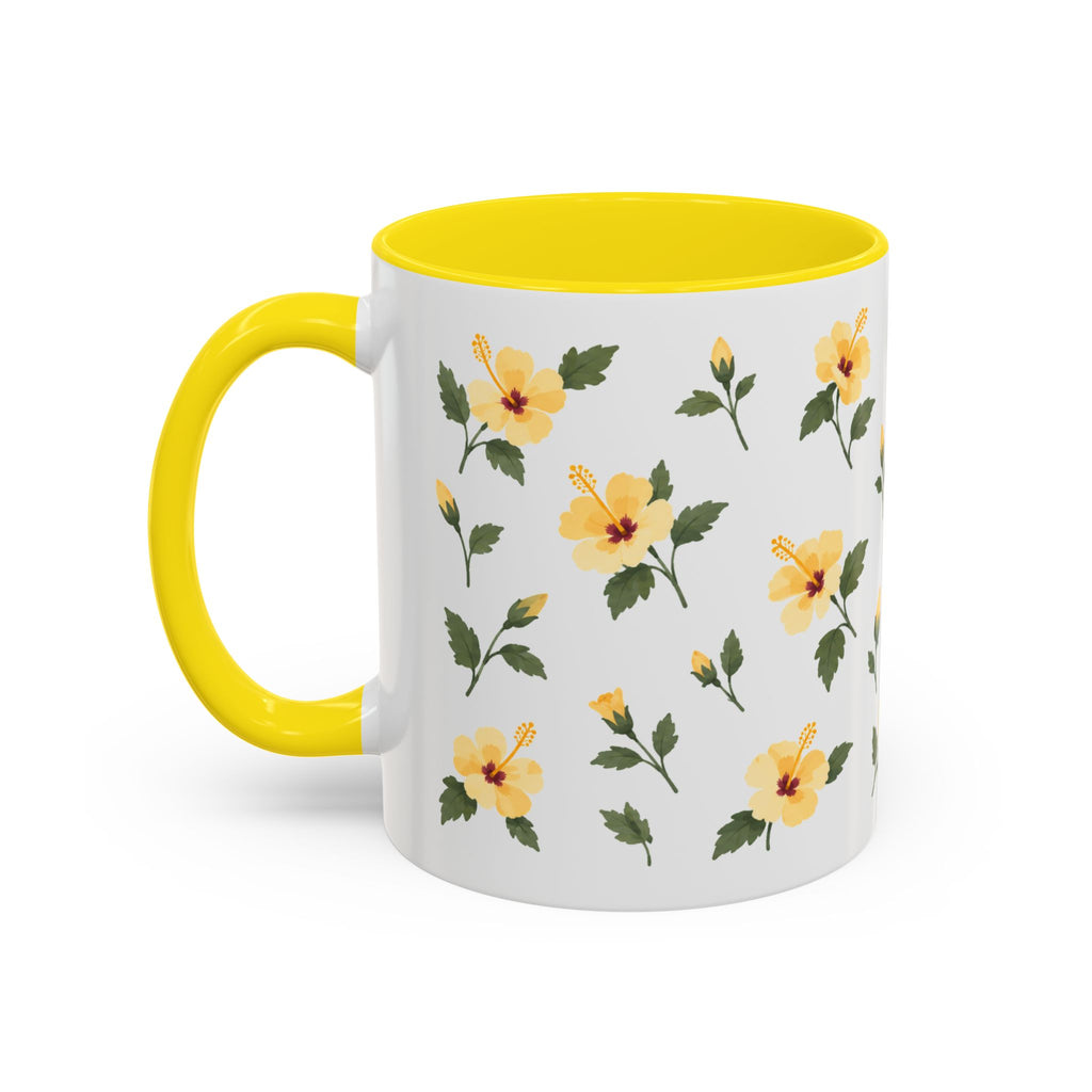 Hawaii Yellow hibiscus Mug, State Flower Floral Coffee Cup, 11oz Botanical Gift