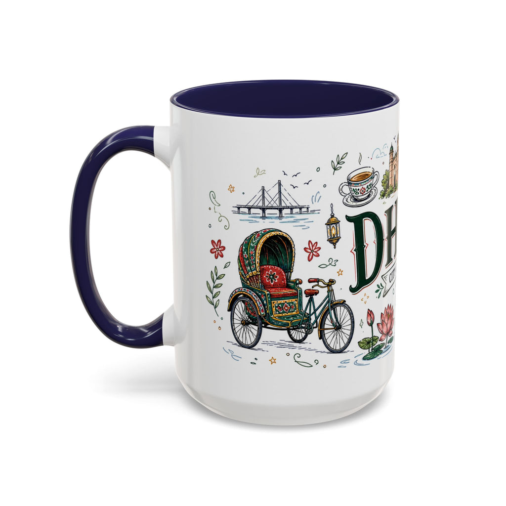 Dhaka Coffee Mug | Bangladesh Souvenir Travel Gift | Accent Color Ceramic 11oz 15oz