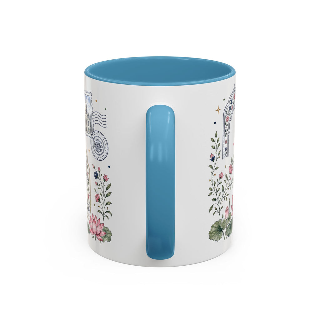 Taj Mahal Coffee Mug | Travel Destination Souvenir Gift | Accent Color Ceramic 11oz 15oz