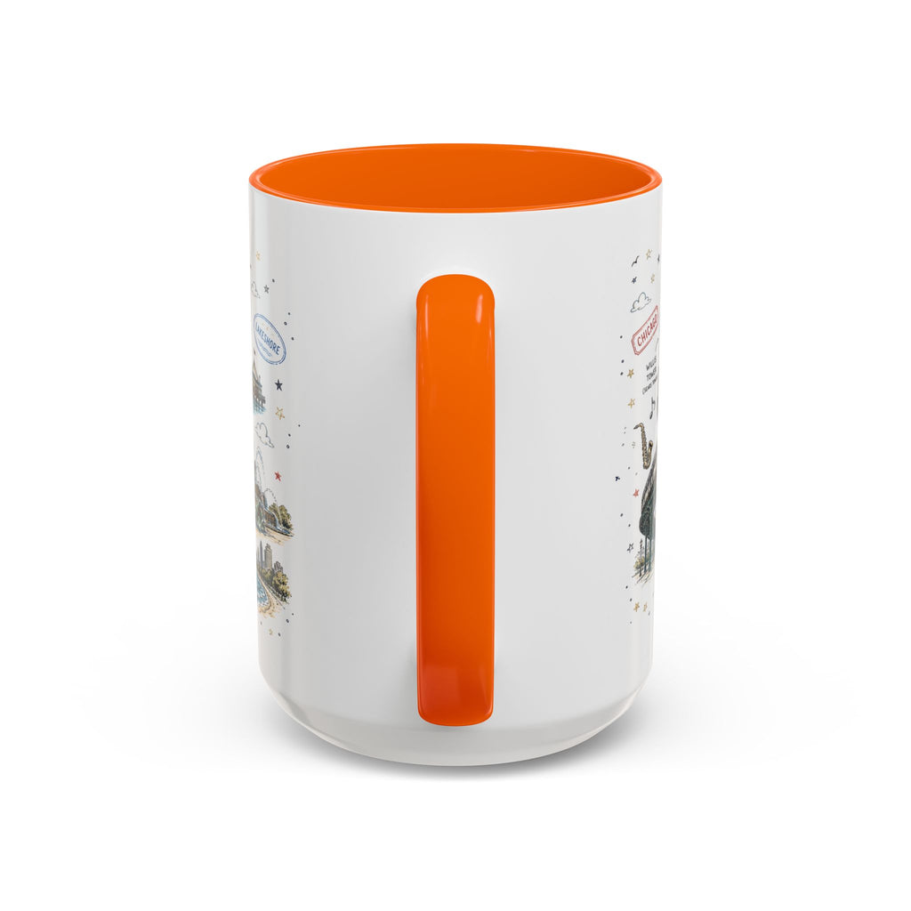 Chicago Coffee Mug | Illinois Souvenir City Gift | Accent Color Ceramic 11oz 15oz